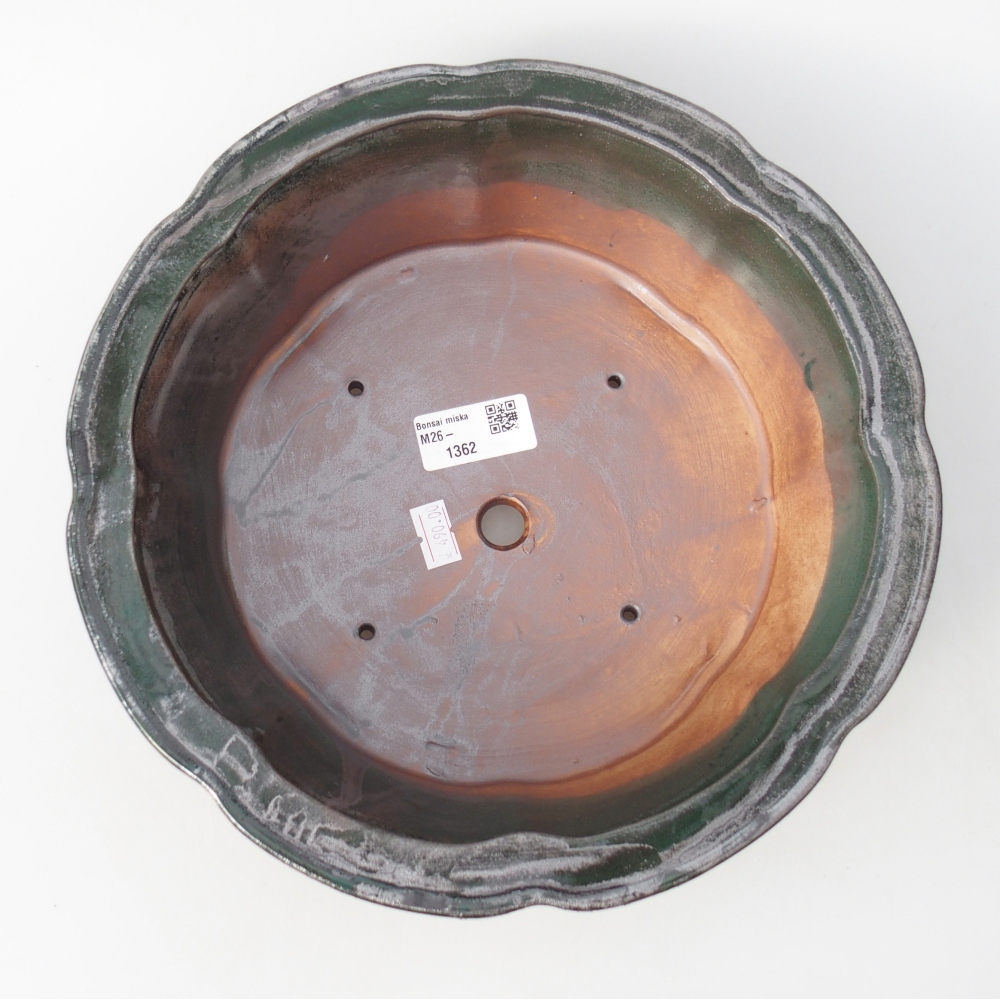 Bonsaischale aus Keramik 26 x 26 x 8,5 cm, metallisch grün