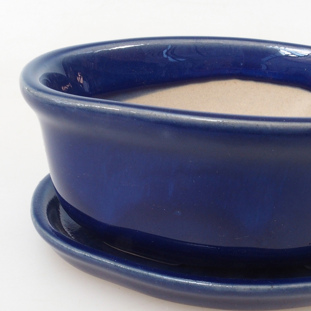 Bonsaischale + Untertasse H05 - 11 x 8 x 4 cm - blau