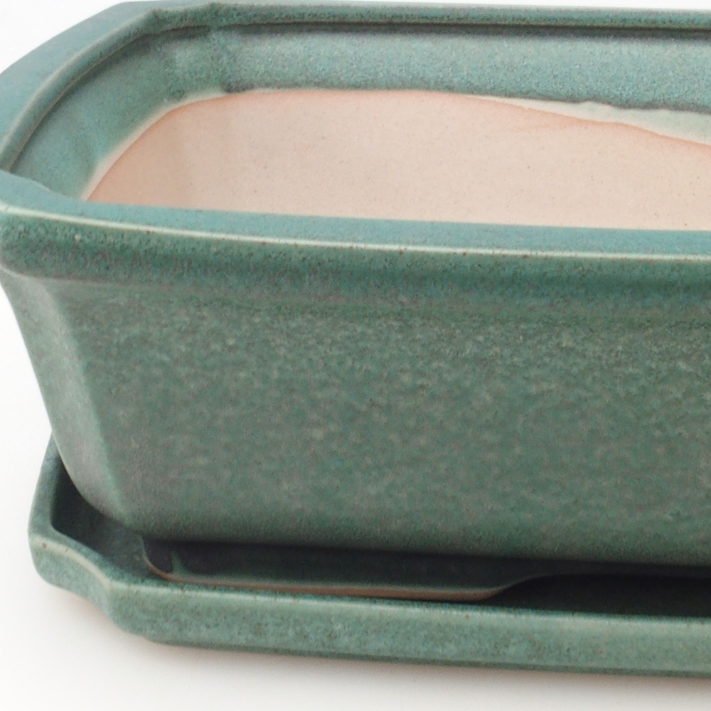 Bonsaischale + Untertasse H07 - 30 x 20,5 x 8 cm - grün