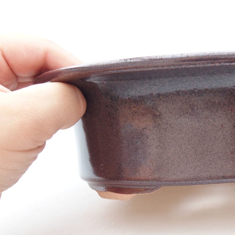 Bonsaischale aus Keramik 19,5 x 16 x 6,5 cm, braun