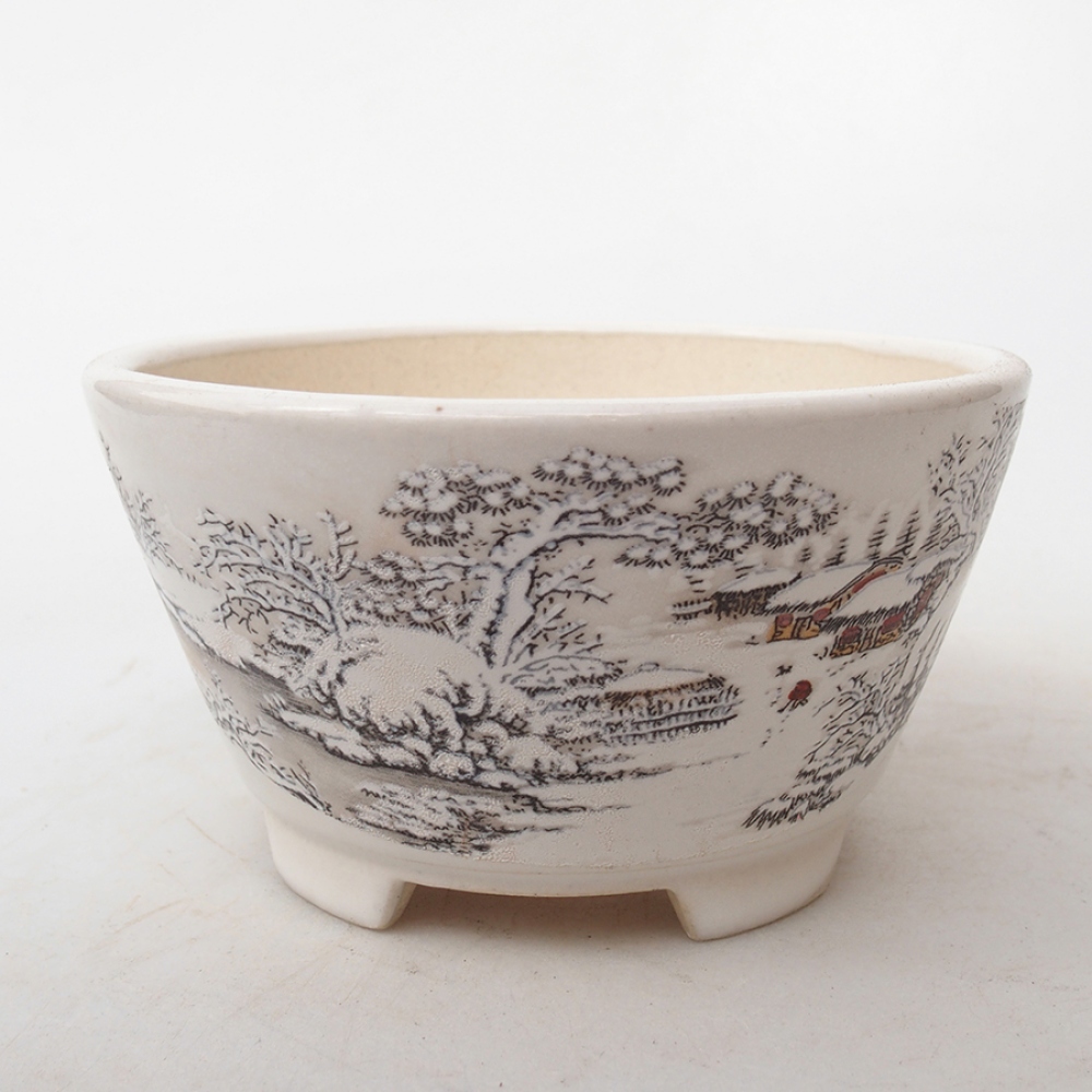 Bonsaischale aus Keramik 12 x 12 x 6,5 cm, Farbe weiß