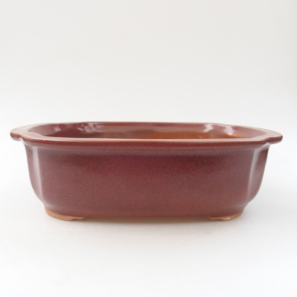 Bonsaischale aus Keramik 24,5 x 21 x 7 cm, Farbe burgunderrot