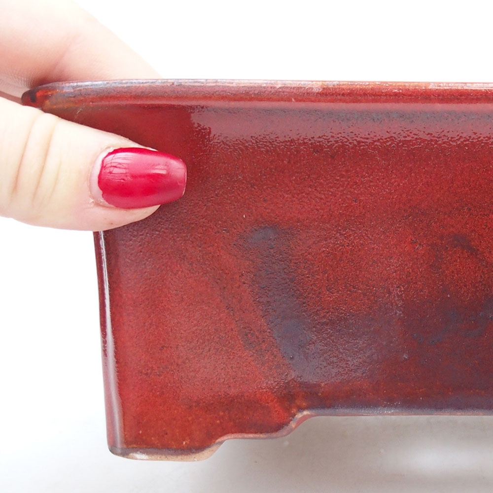 Bonsaischale aus Keramik 18 x 14 x 7,5 cm, Farbe rot