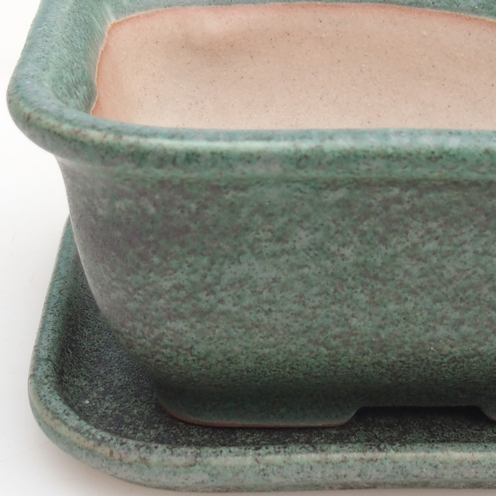 Bonsaischale + Untertasse H11 - 11,5 x 10 x 4 cm - grün