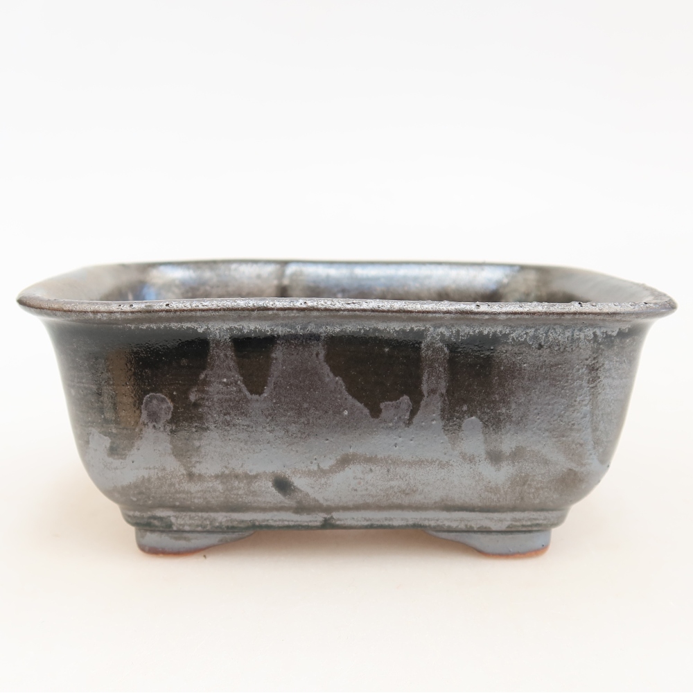 Bonsaischale aus Keramik 13,5 x 10,5 x 6 cm, metallfarben