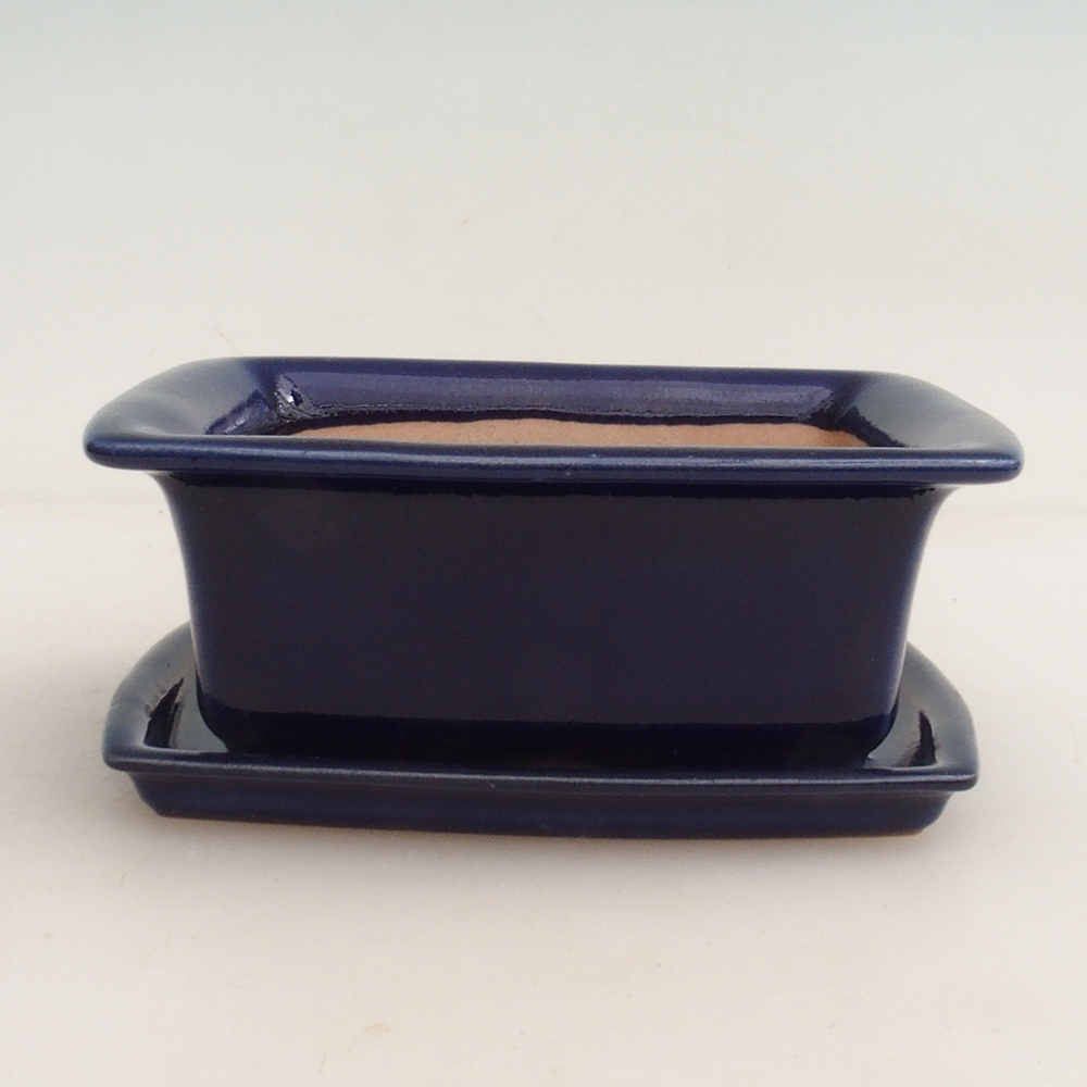 Bonsaischale + Untertasse H11 - 11,5 x 10 x 4 cm - blau