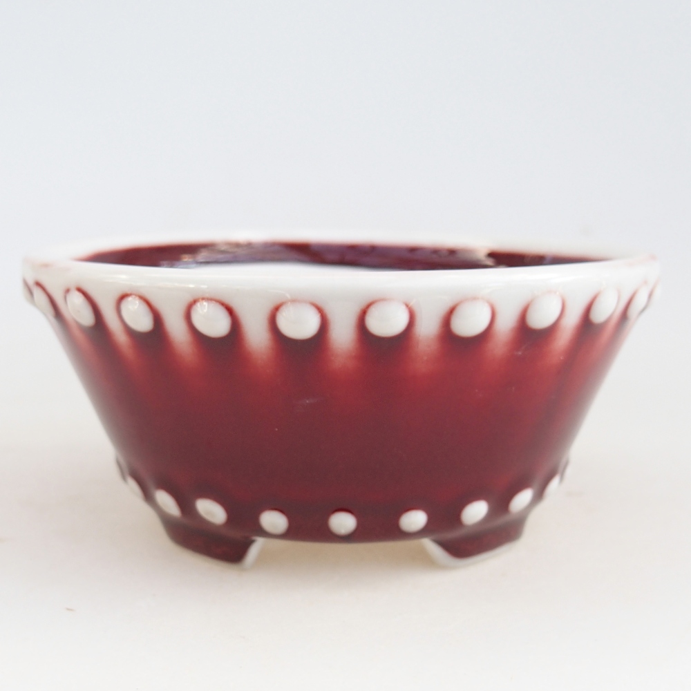 Bonsaischale aus Keramik 10,5 x 10,5 x 5 cm, Farbe rot