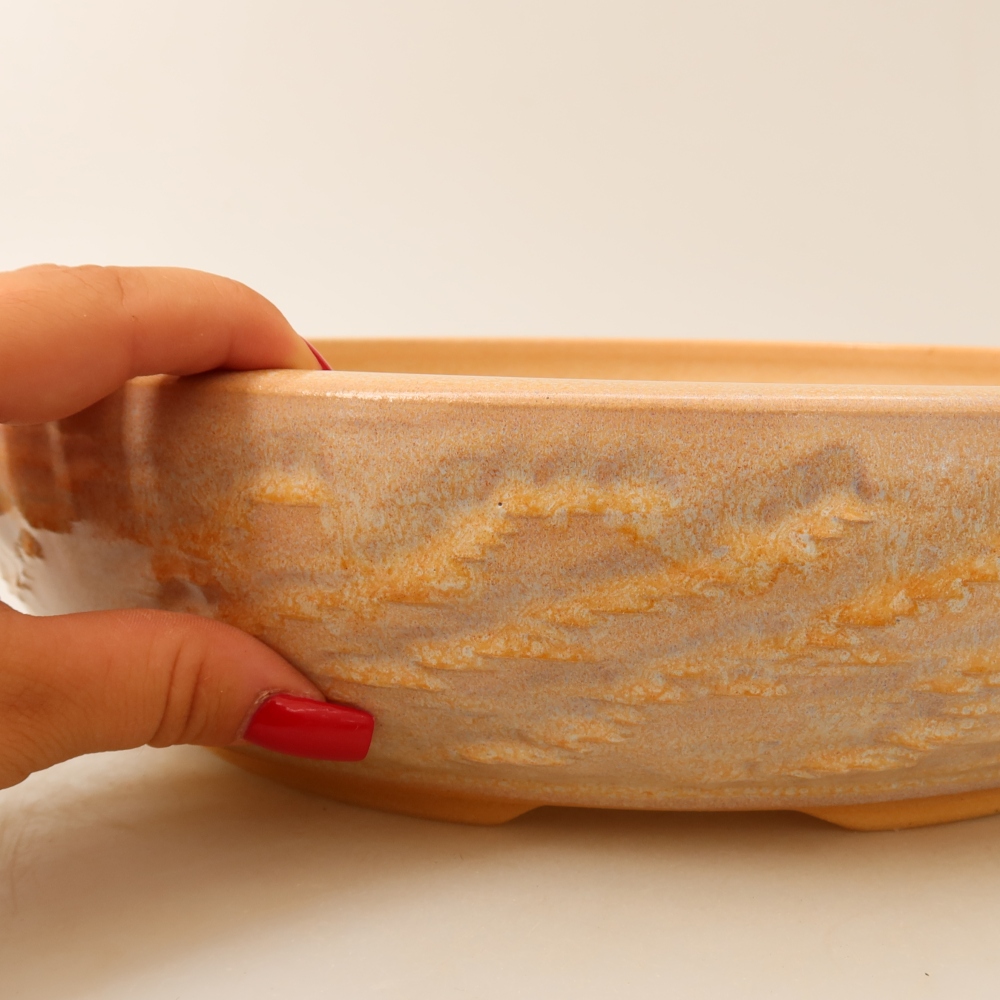 Keramik-Bonsai-Schale 31,5 x 31,5 x 7,5 cm, Farbe: Beige