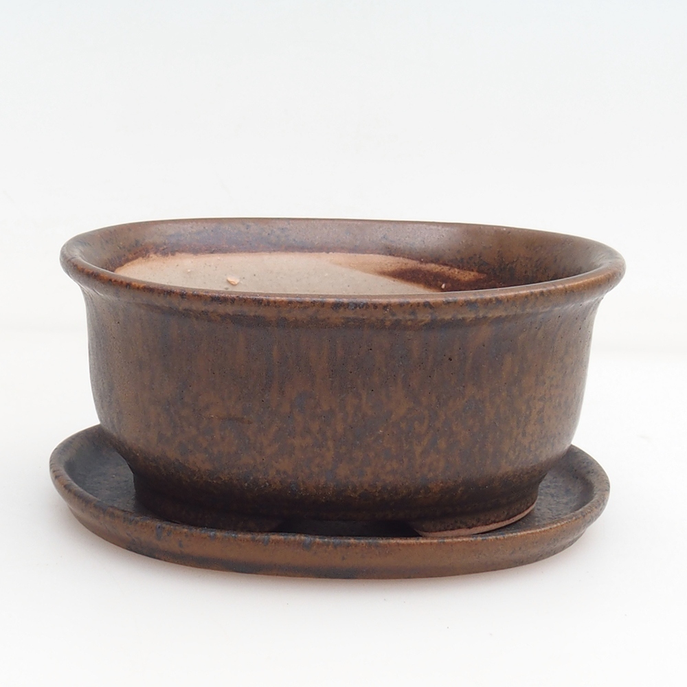 Bonsaischale + Untertasse H11 - 11,5 x 10 x 4 cm - grün