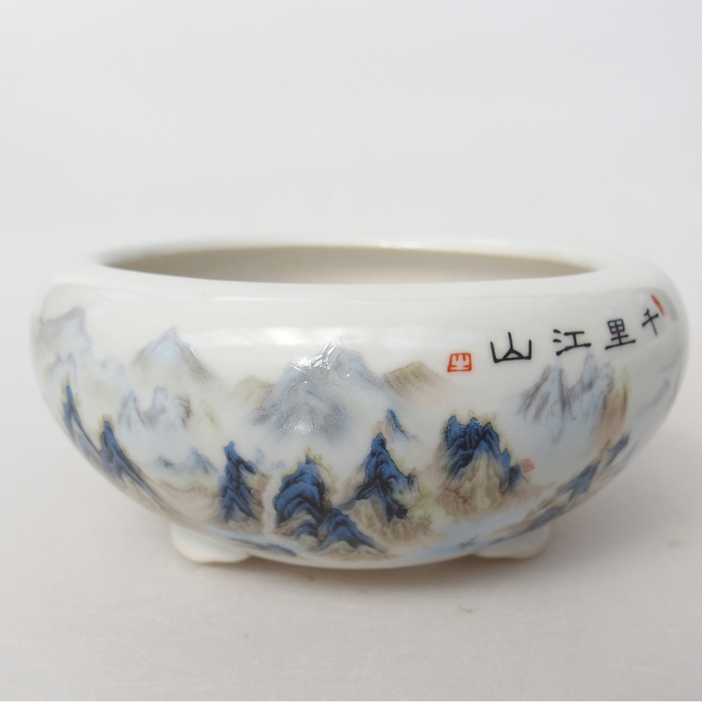 Bonsaischale aus Keramik 10 x 10 x 5 cm, Farbe weiß