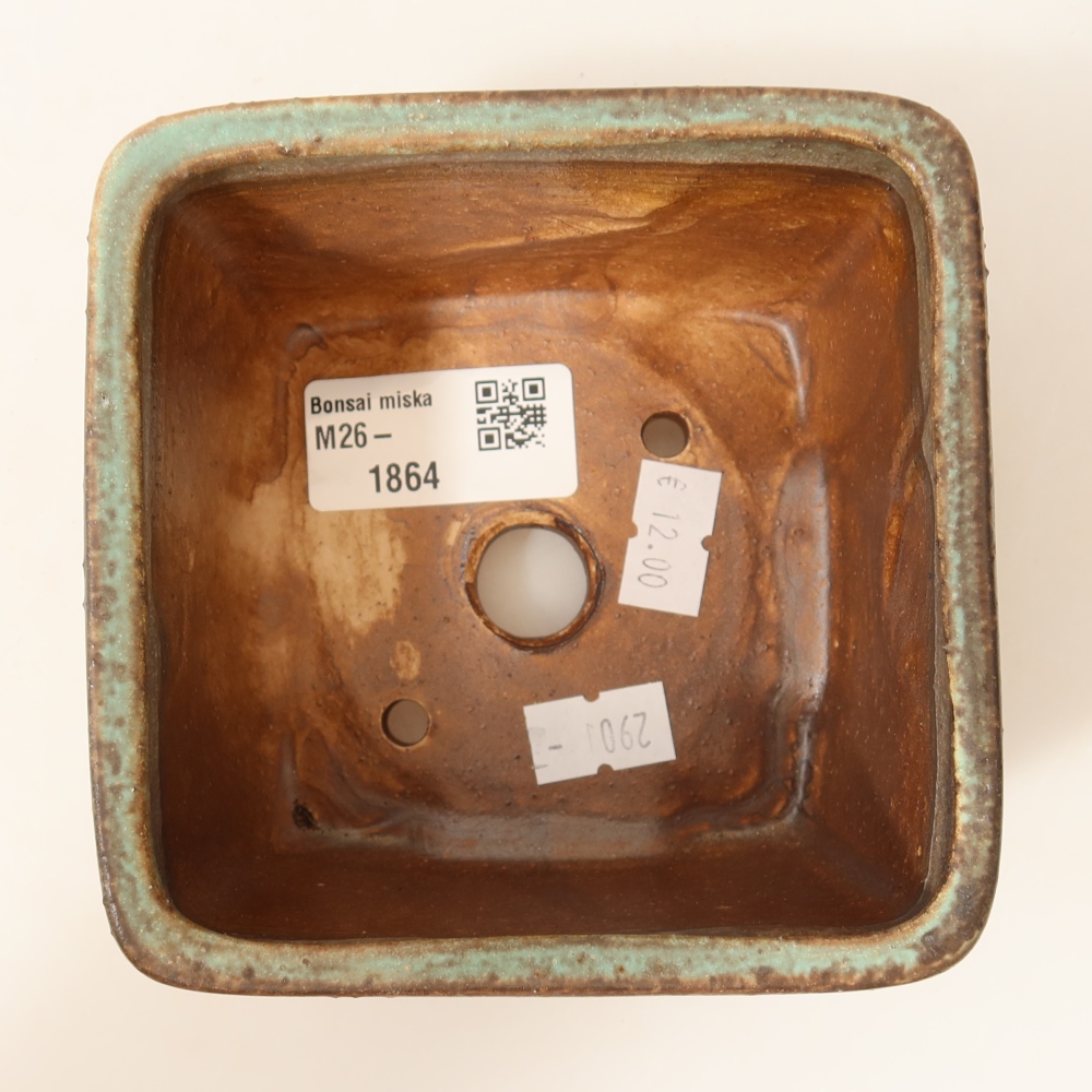 Keramik-Bonsai-Schale 10,5 x 10,5 x 7 cm, Farbe: grün