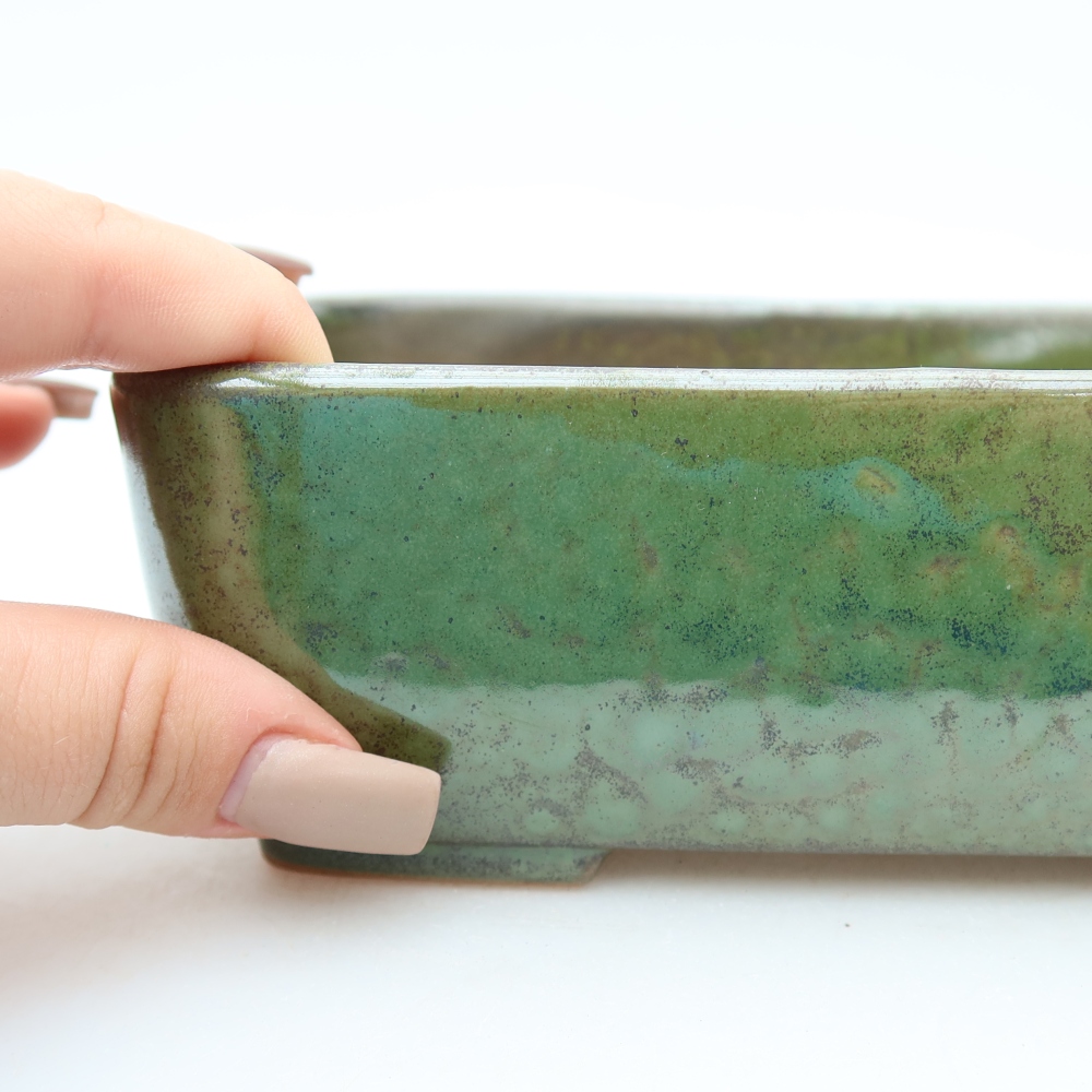 Keramik-Bonsai-Schale, 16 x 10,5 x 5,5 cm, Farbe: grün