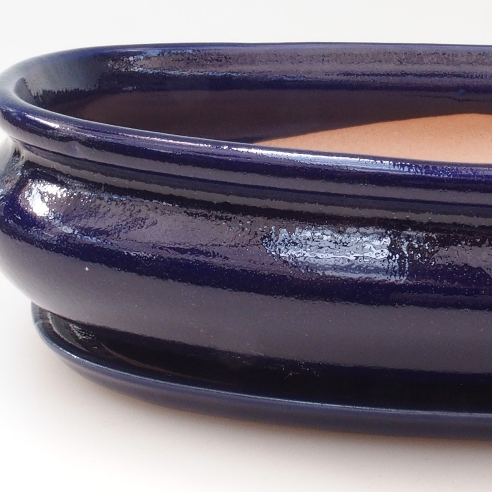 Bonsaischale + Untertasse H15 - 25,5x17,5x6 cm - blau
