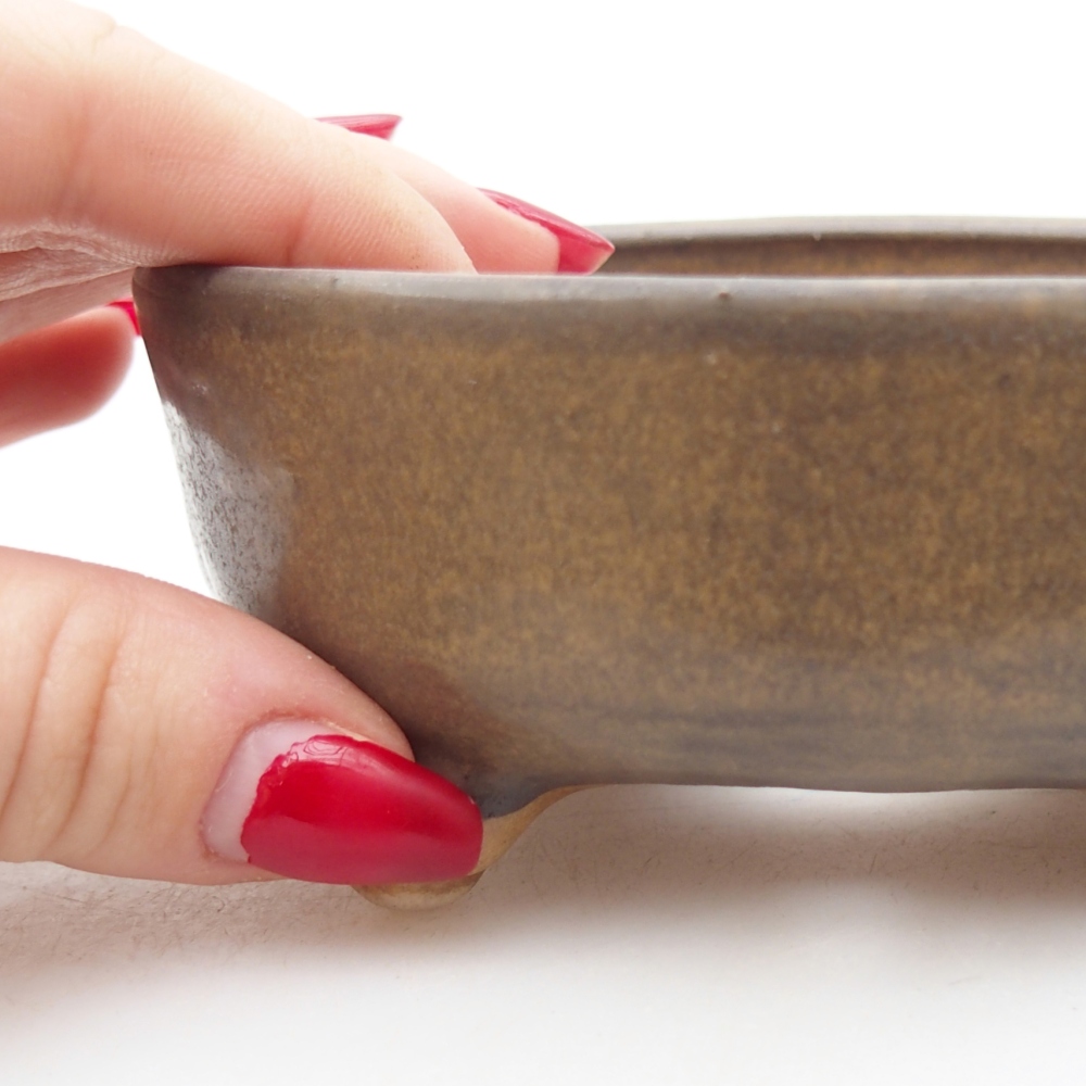 Bonsaischale aus Keramik 11 x 11 x 4,5 cm, braun