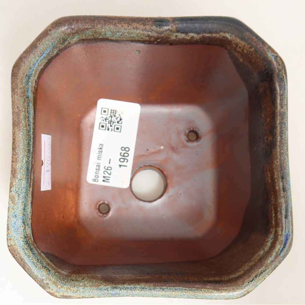 Keramik-Bonsai-Schale 10 x 10 x 6,5 cm, Farbe: braun-grün
