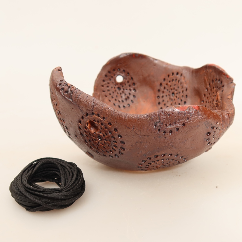 Keramikschale für Kokedama, 10 x 10 x 6,5 cm, Farbe: Braun