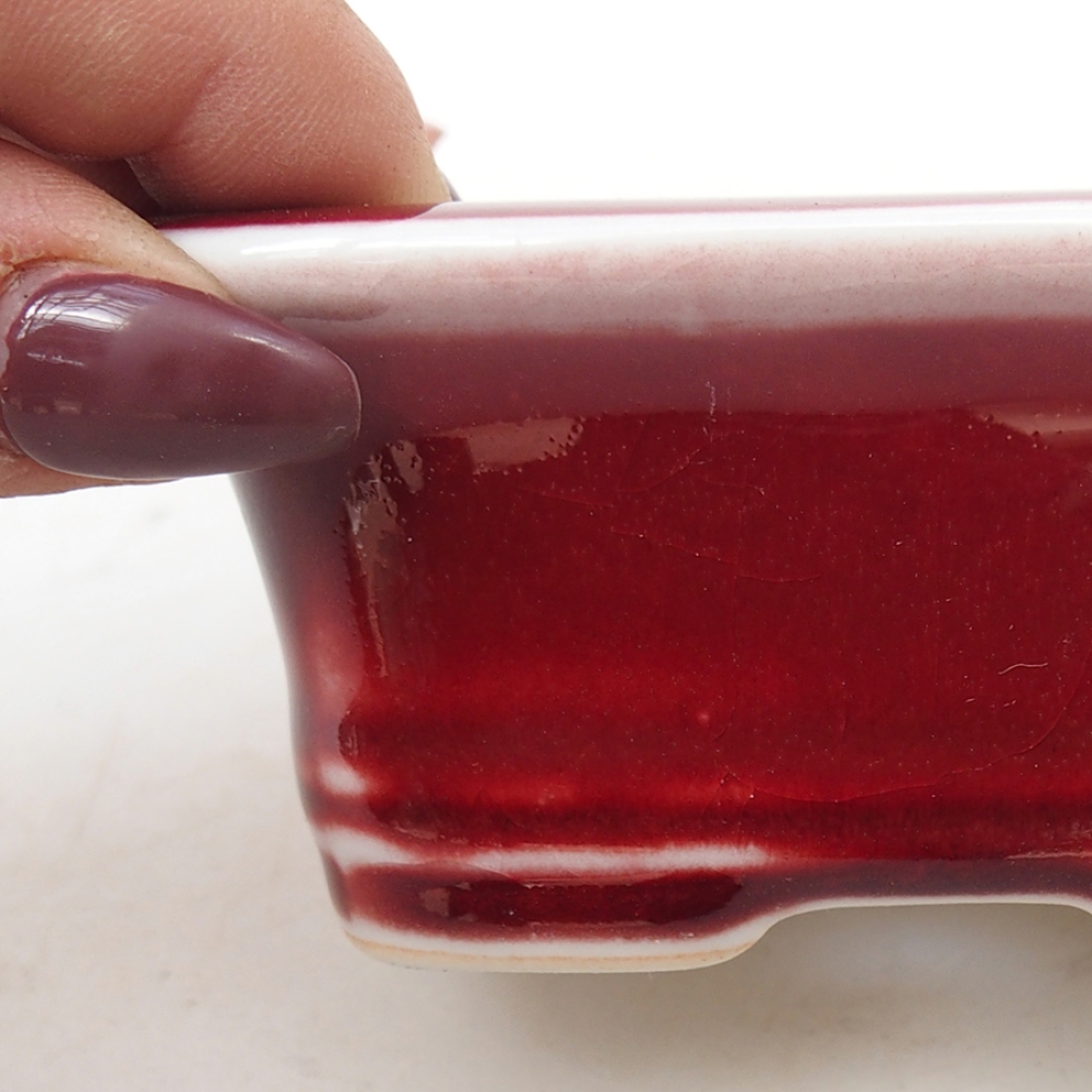 Bonsaischale aus Keramik 10 x 7,5 x 4 cm, Farbe rot