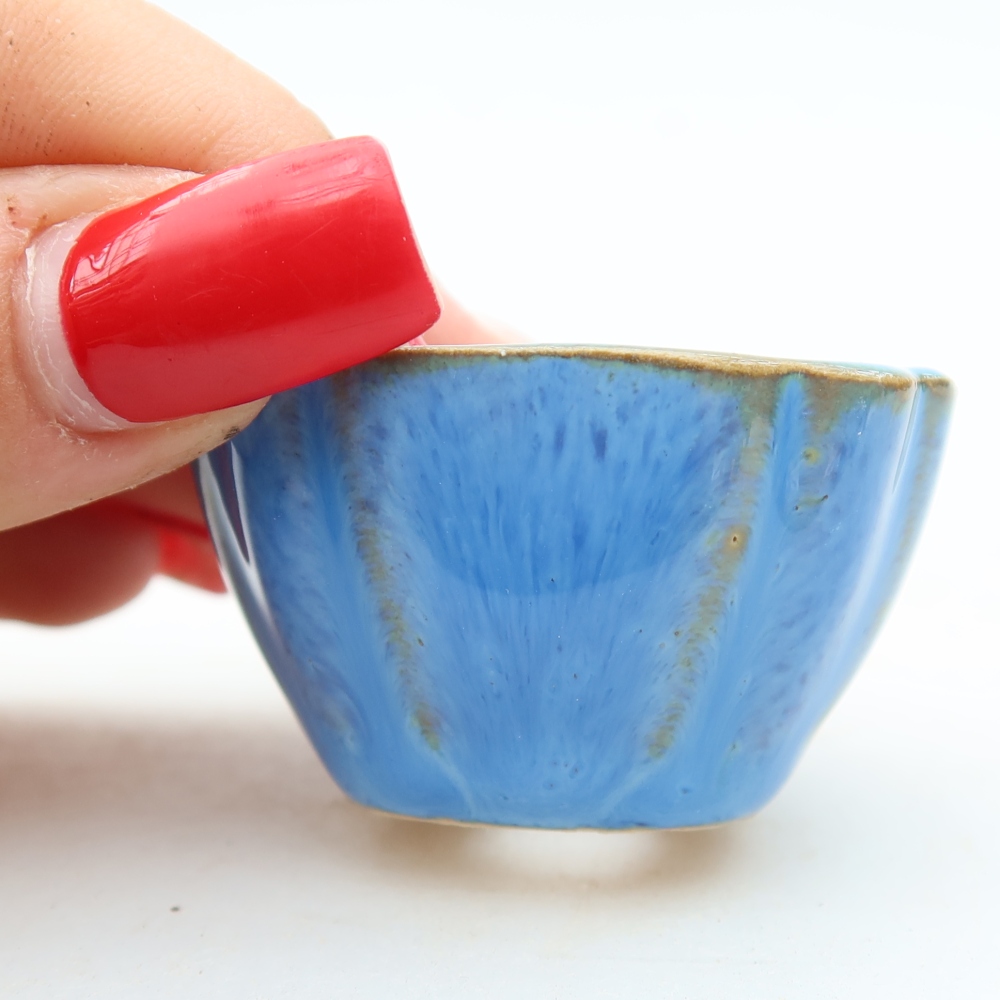 Bonsaischale aus Keramik 4,5 x 4,5 x 2,5 cm, Farbe blau