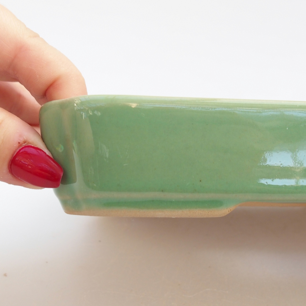 Bonsaischale aus Keramik 18,5 x 13,5 x 3,5 cm, grün