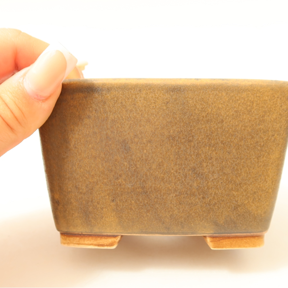 Keramik-Bonsai-Schale, 10,5 × 10,5 × 7 cm, Farbe: braun