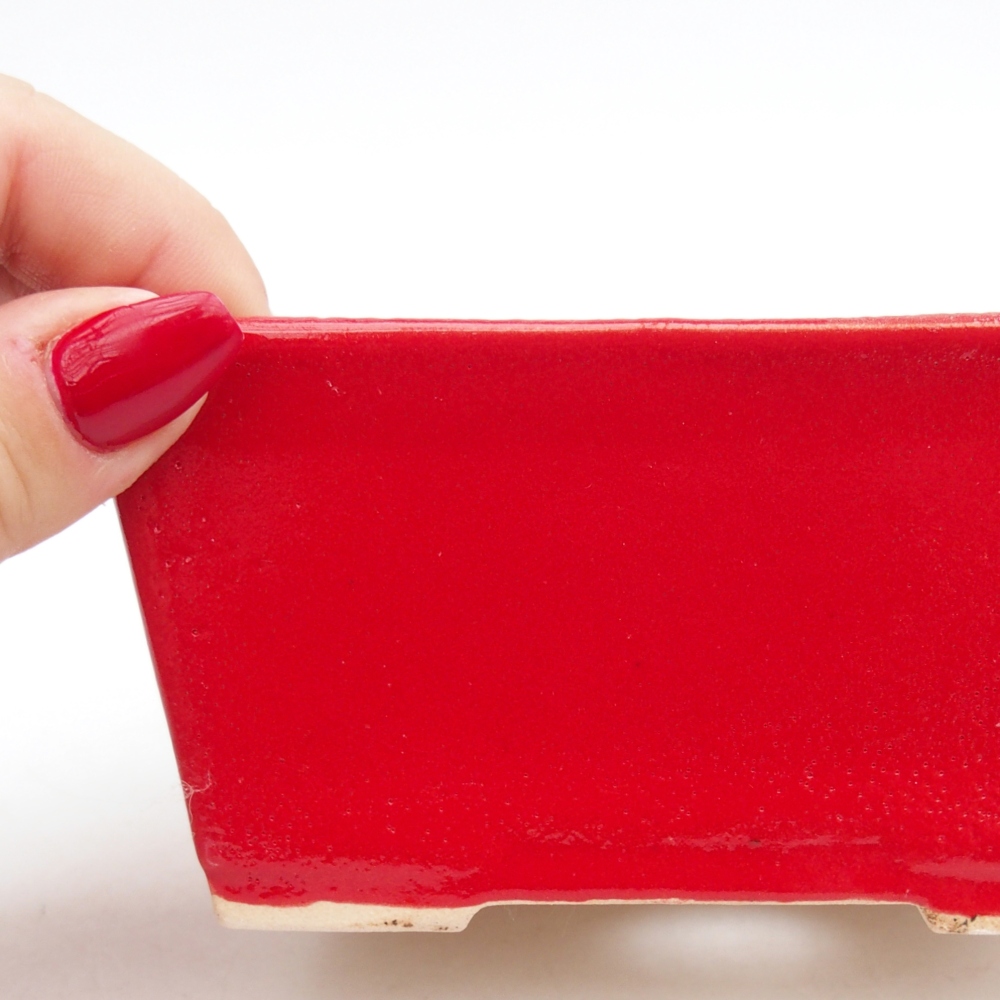Bonsaischale aus Keramik 11,5 x 9,5 x 6 cm, Farbe rot