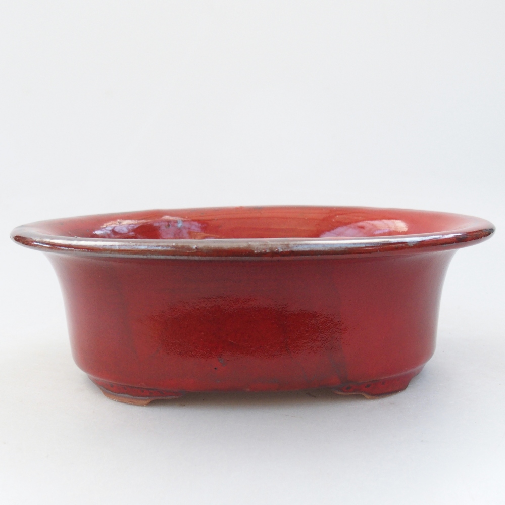 Bonsaischale aus Keramik 19,5 x 15,5 x 6,5 cm, Farbe rot
