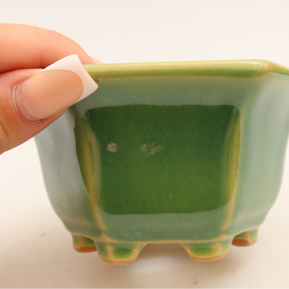 Keramik-Bonsai-Schale 10,5 x 9,5 x 5,5 cm, Farbe: grün