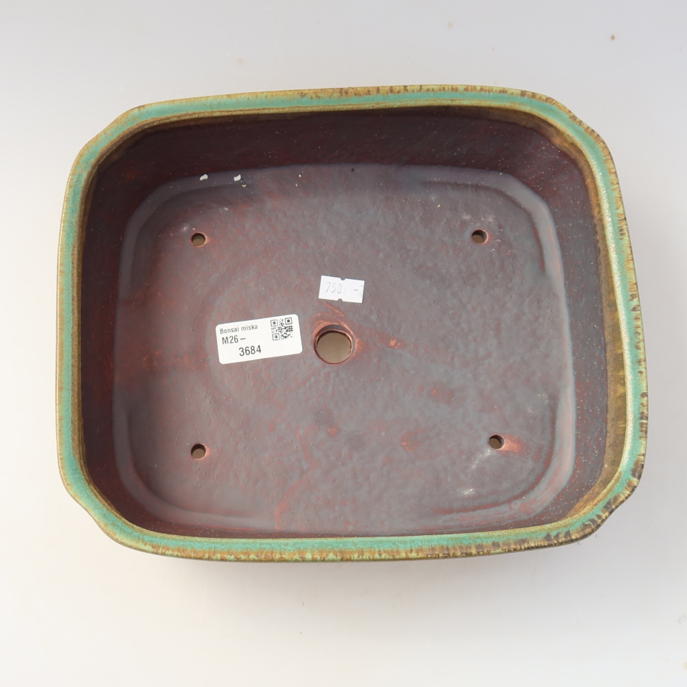 Keramik-Bonsai-Schale 25 x 21 x 6,5 cm, Farbe: grün
