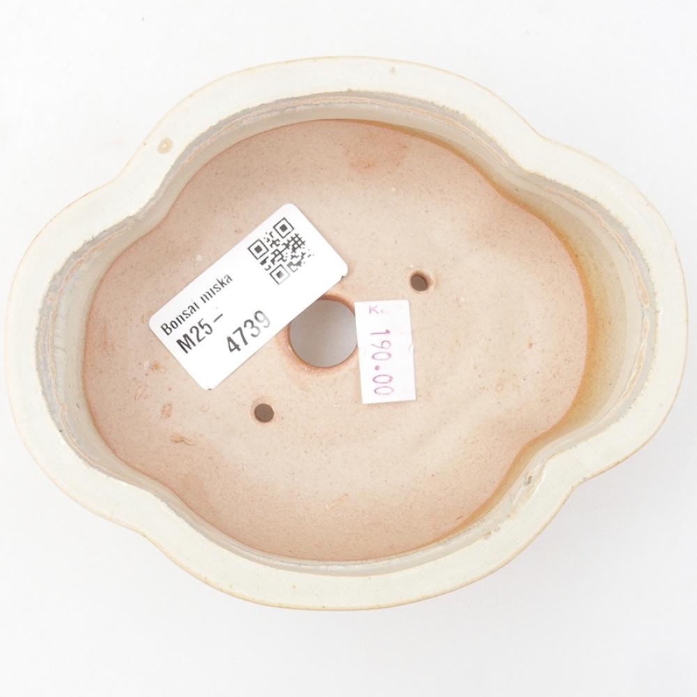 Bonsaischale aus Keramik 12,5 x 10 x 4,5 cm, Farbe beige
