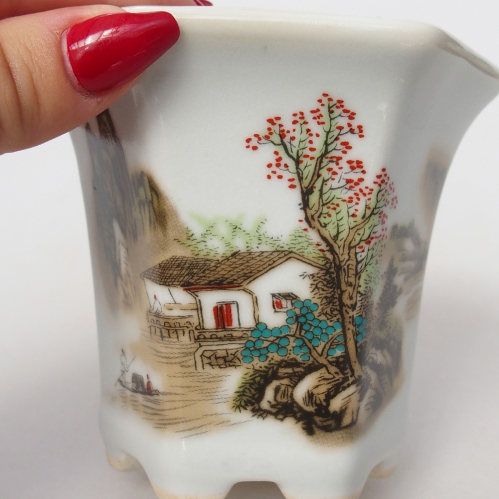 Bonsaischale aus Keramik 10 x 9 x 9 cm, Farbe weiß