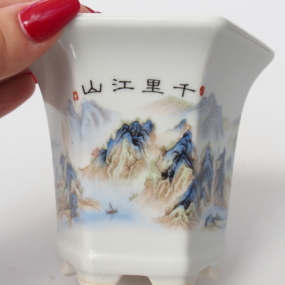 Bonsaischale aus Keramik 10 x 9 x 9 cm, Farbe weiß