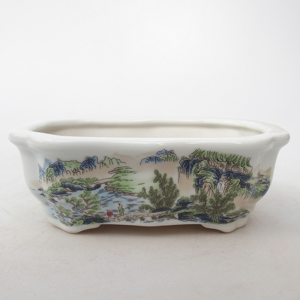 Bonsaischale aus Keramik 15 x 11 x 5 cm, Farbe weiß