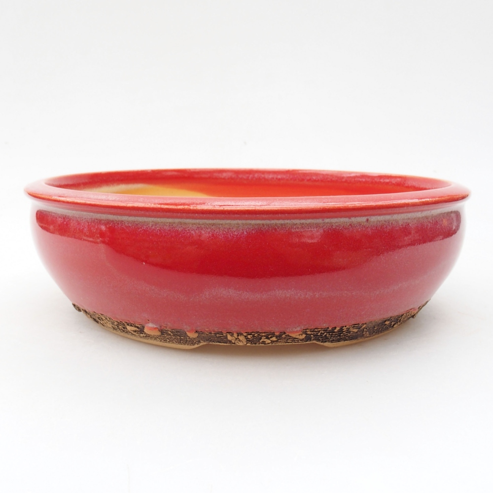 Bonsaischale aus Keramik 19 x 19 x 5,5 cm, Farbe rot