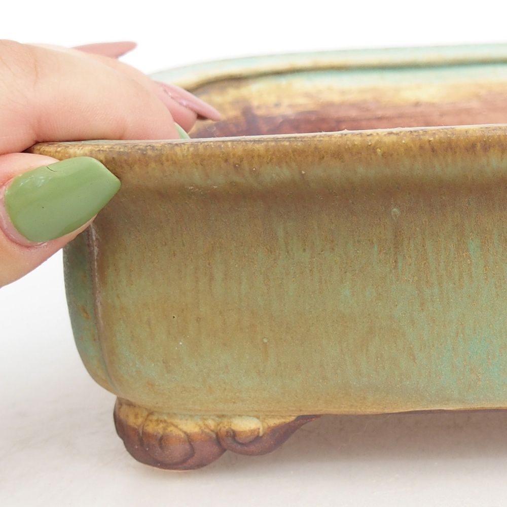 Bonsaischale aus Keramik 20 x 17 x 6 cm, grün