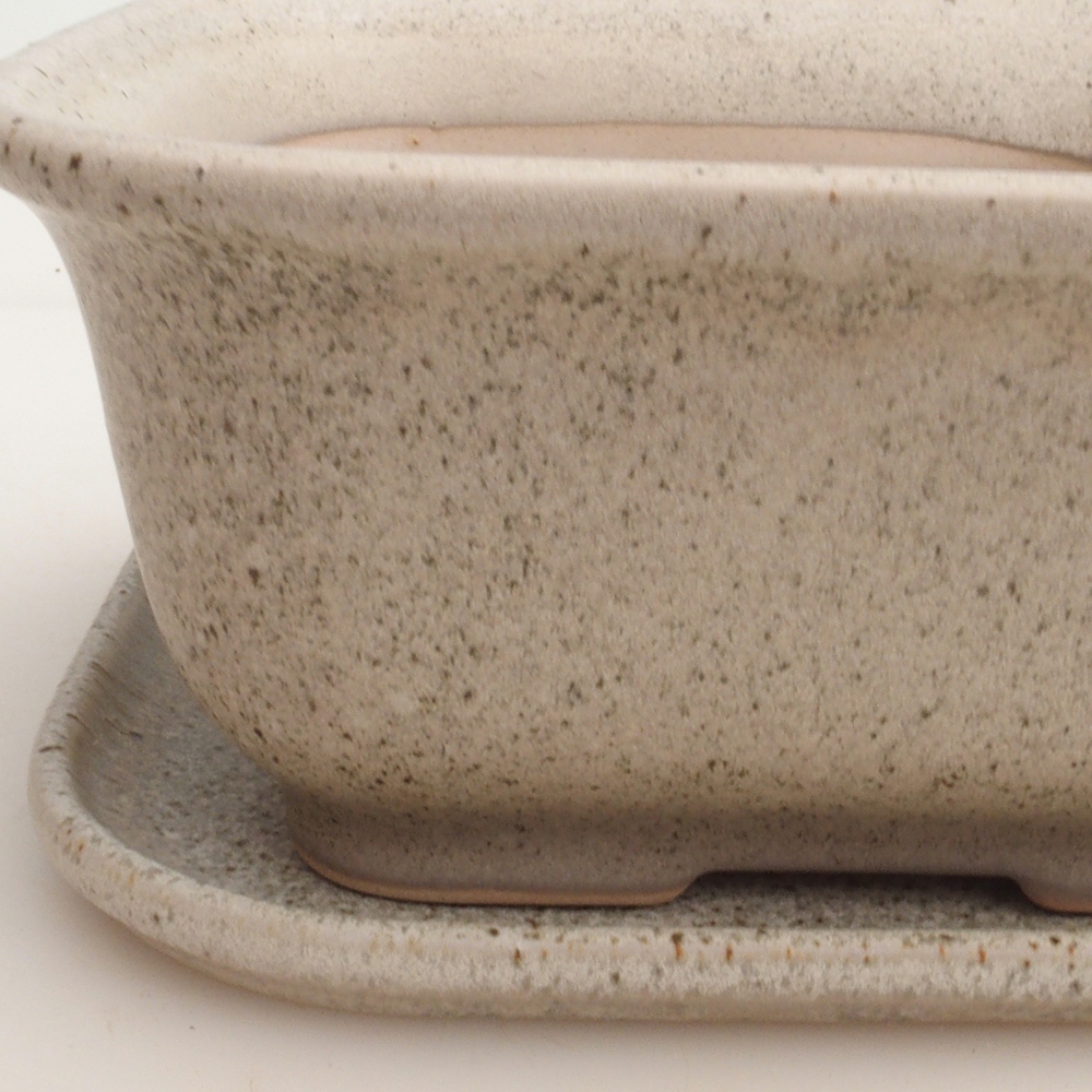 Bonsaischale + Untertasse H36 - 17 x 15 x 7,5 cm - beige