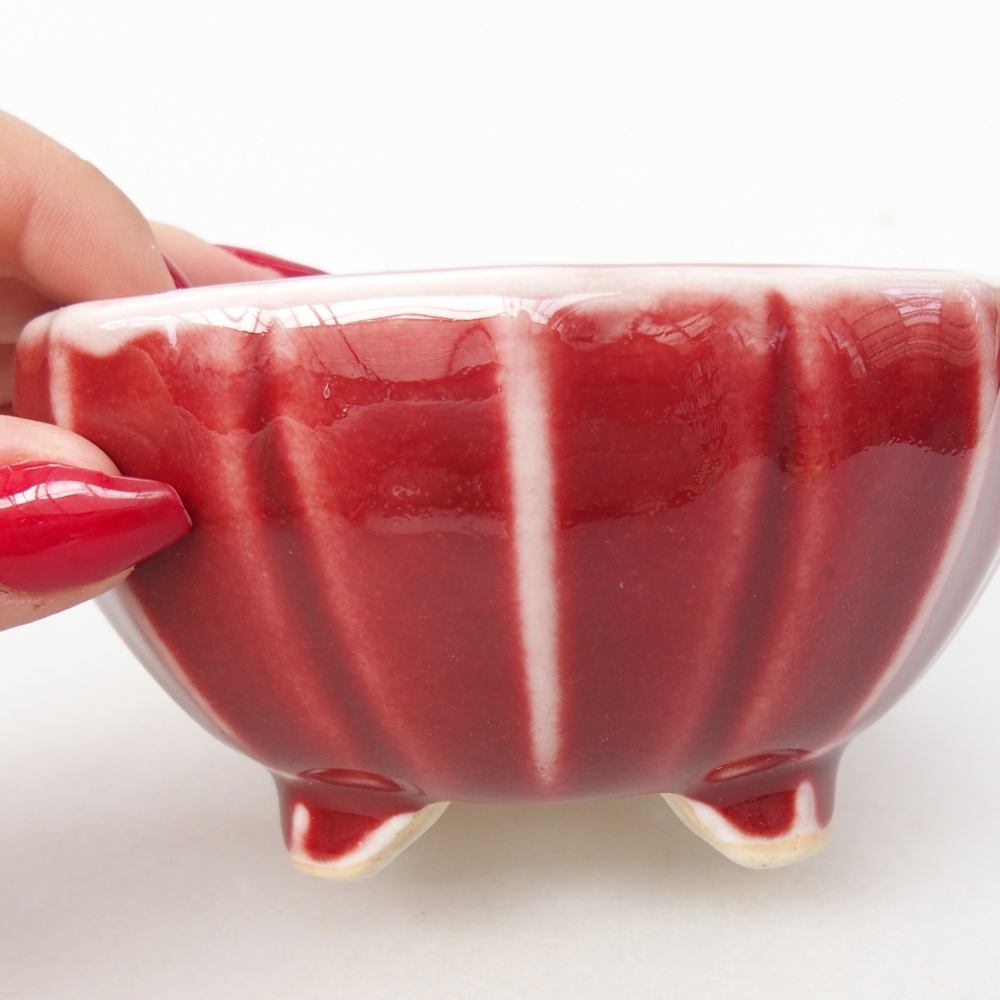 Bonsaischale aus Keramik 11 x 11 x 5,5 cm, Farbe rot