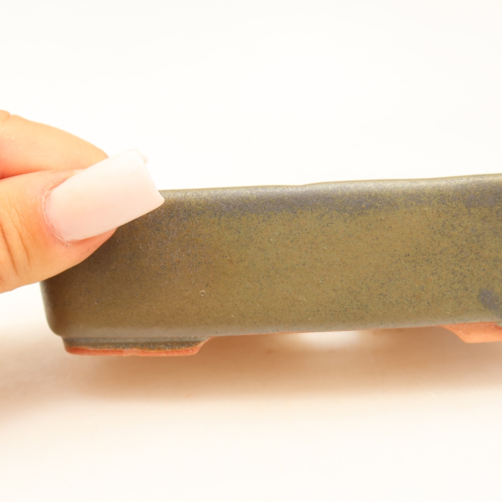 Keramik-Bonsai-Schale, 13 x 9,5 x 3,5 cm, Farbe: grün