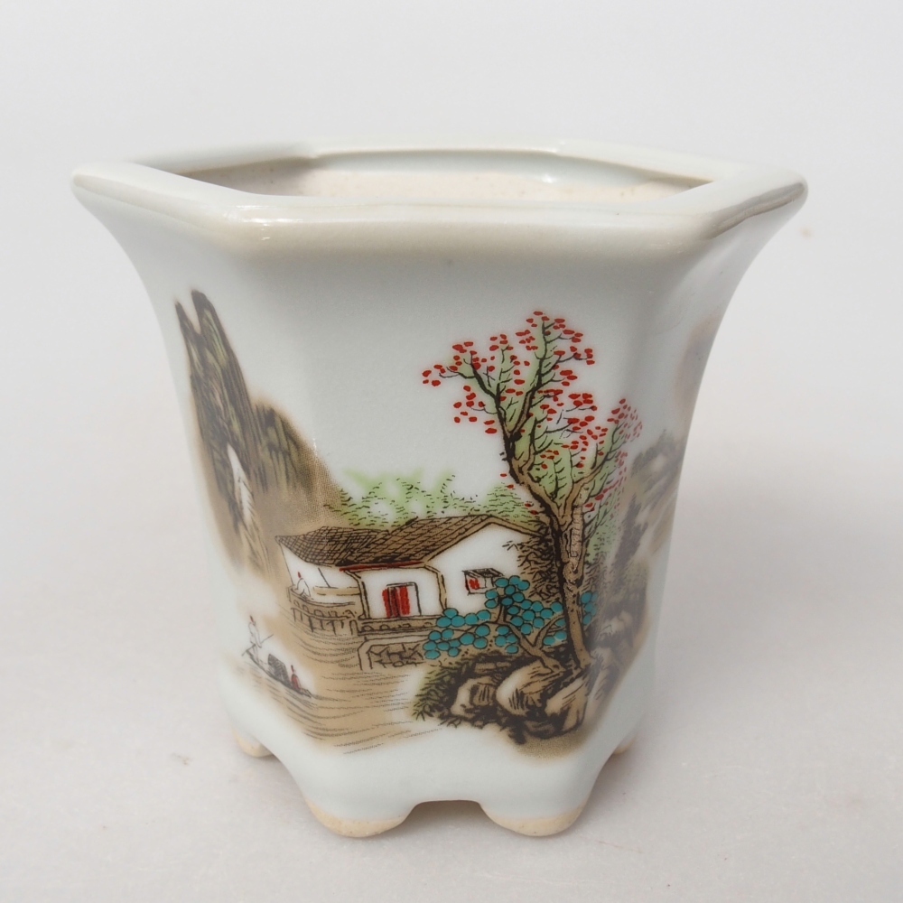 Bonsaischale aus Keramik 10 x 9 x 9 cm, Farbe weiß