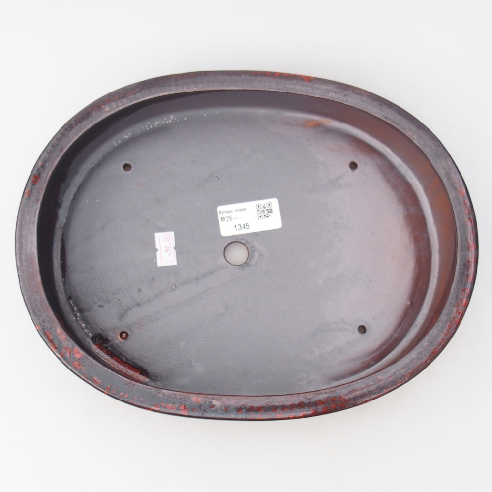 Bonsaischale aus Keramik 27 x 21 x 5,5 cm, Farbe rot-schwarz