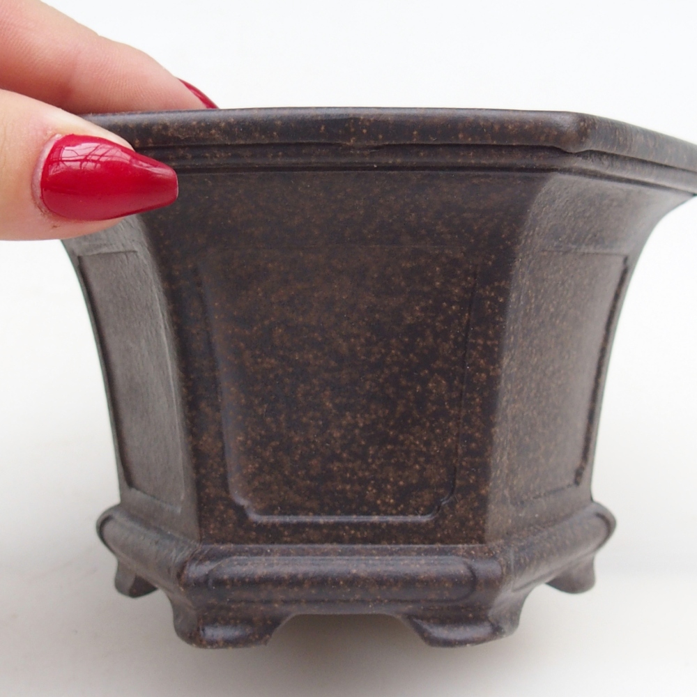 Bonsaischale aus Keramik 13,5 x 12 x 8 cm, Farbe bräunlich ocker