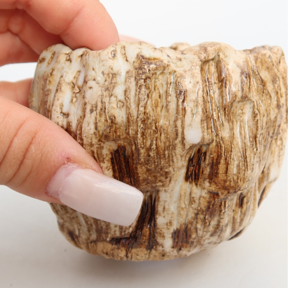 Keramikschale  7,5 x 7 x 6,5 cm, Farbe: weiß-braun