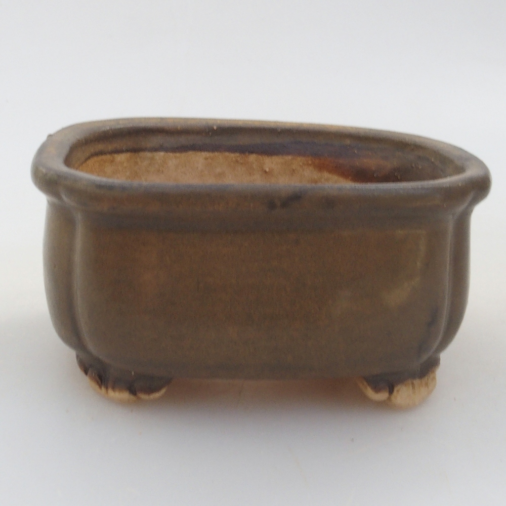 Bonsaischale aus Keramik 10 x 8,5 x 4 cm, braun