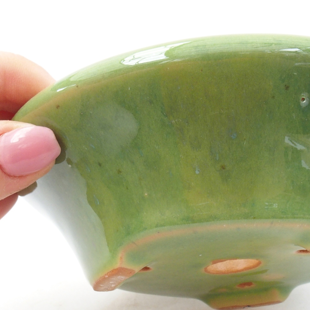 Bonsaischale aus Keramik 13,5 x 13,5 x 5 cm, grün