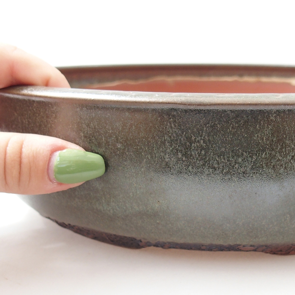 Bonsaischale aus Keramik 25,5 x 25,5 x 6,5 cm, grün