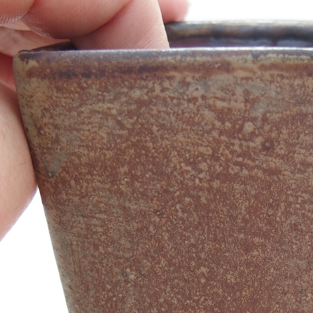 Bonsaischale aus Keramik 7 x 7 x 9,5 cm, Farbe blau-braun