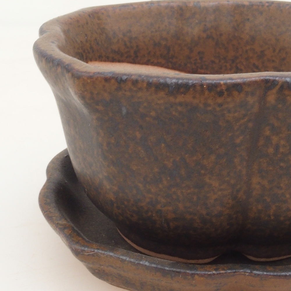 Bonsaischale + Untertasse H95 - braun