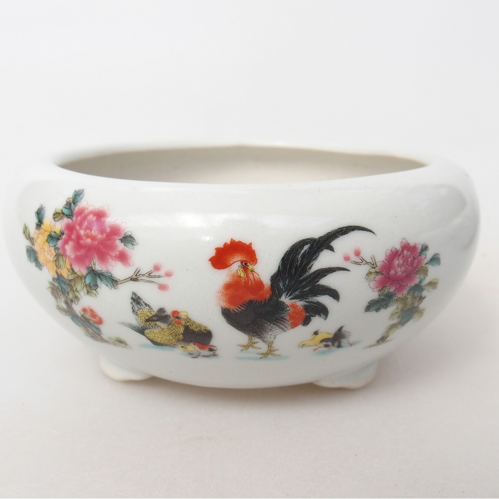 Bonsaischale aus Keramik 10 x 10 x 5 cm, Farbe weiß