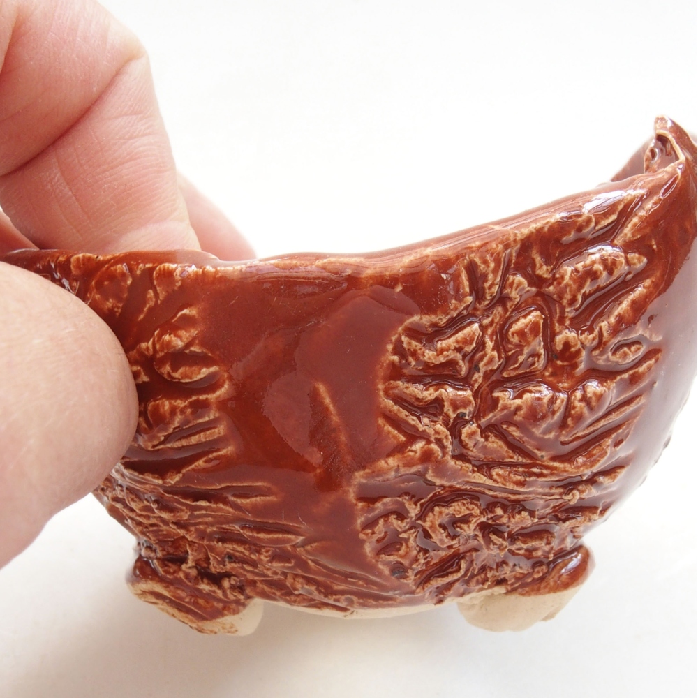 Keramische Schale 7,5 x 7,5 x 6 cm , Farbe braun