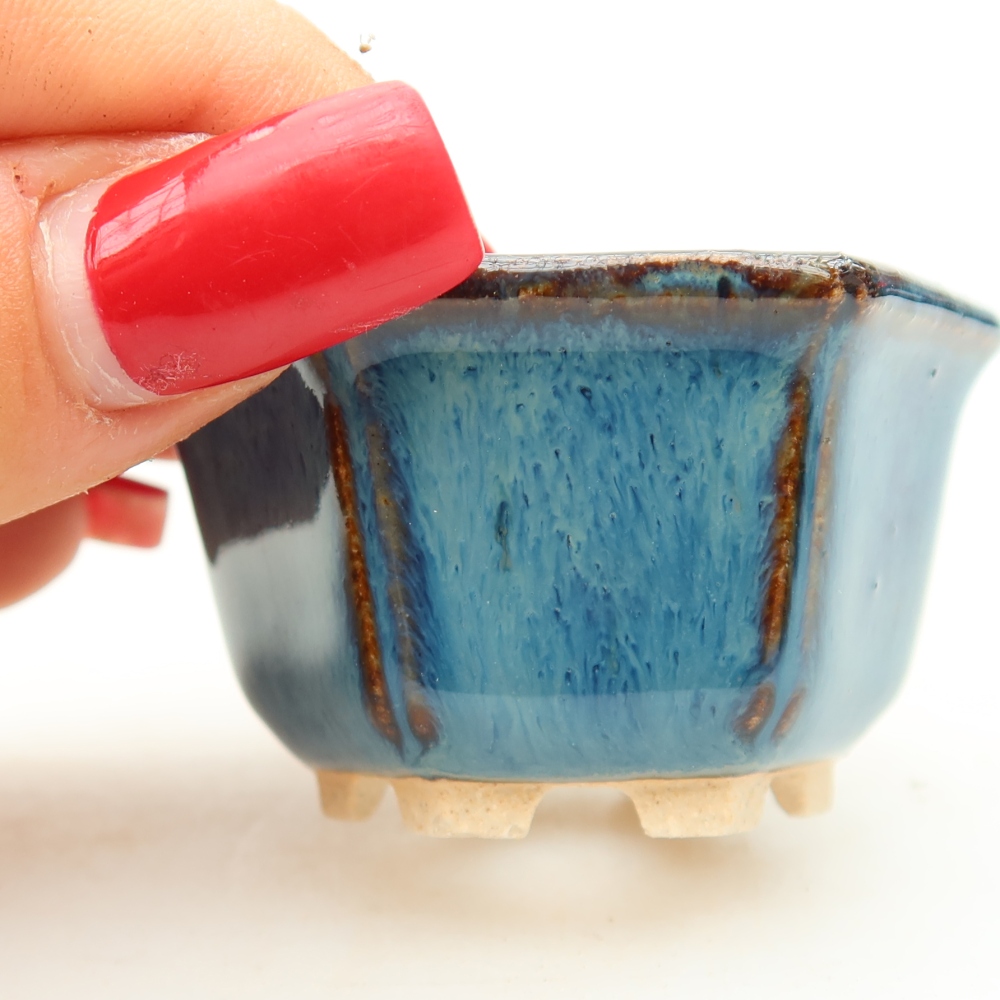 Keramik-Bonsai-Schale 5,5 × 5 × 3 cm, Farbe: blau