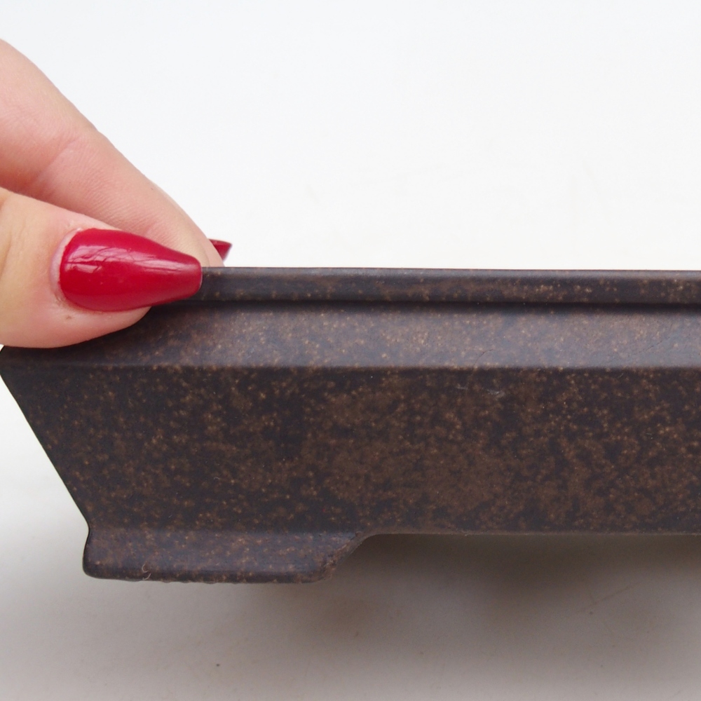 Bonsaischale aus Keramik 15,5 x 11 x 4,5 cm, bräunlich ocker